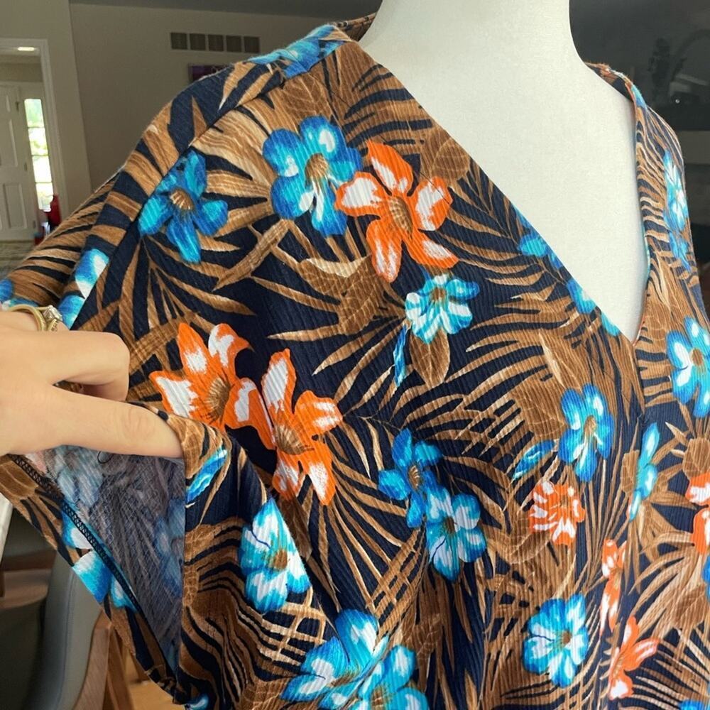 Lands' End Women's Crinkle Knit Short Sleeve High Low Midi Dress- 1x - Picture 9 of 11